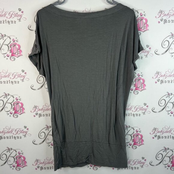 MEXX metropolitan shirt tshirt Top button detail sleeve grey gray comfy flowy - Picture 2 of 9